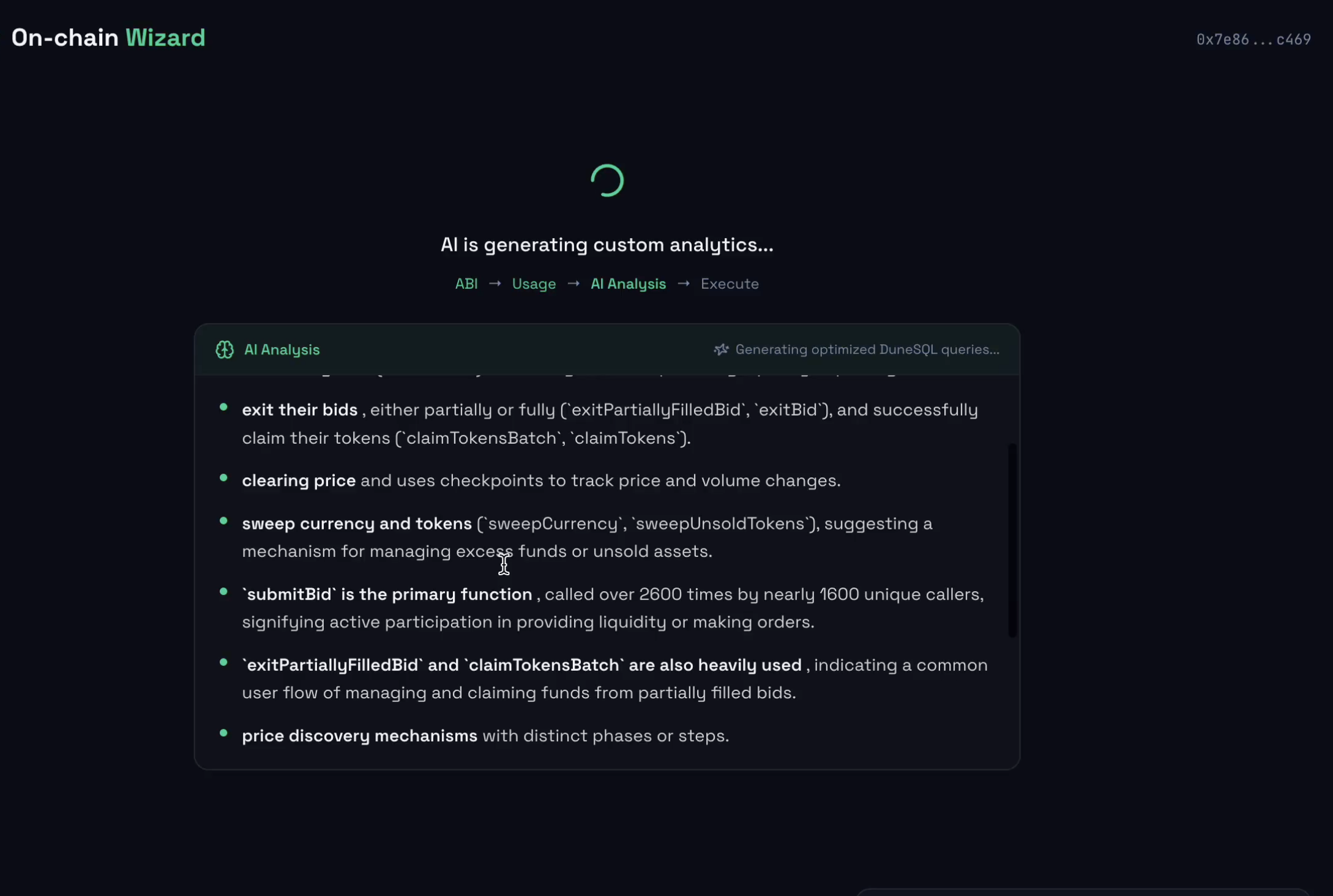 On-chain Wizard - Screenshot 2 showing product features and functionality