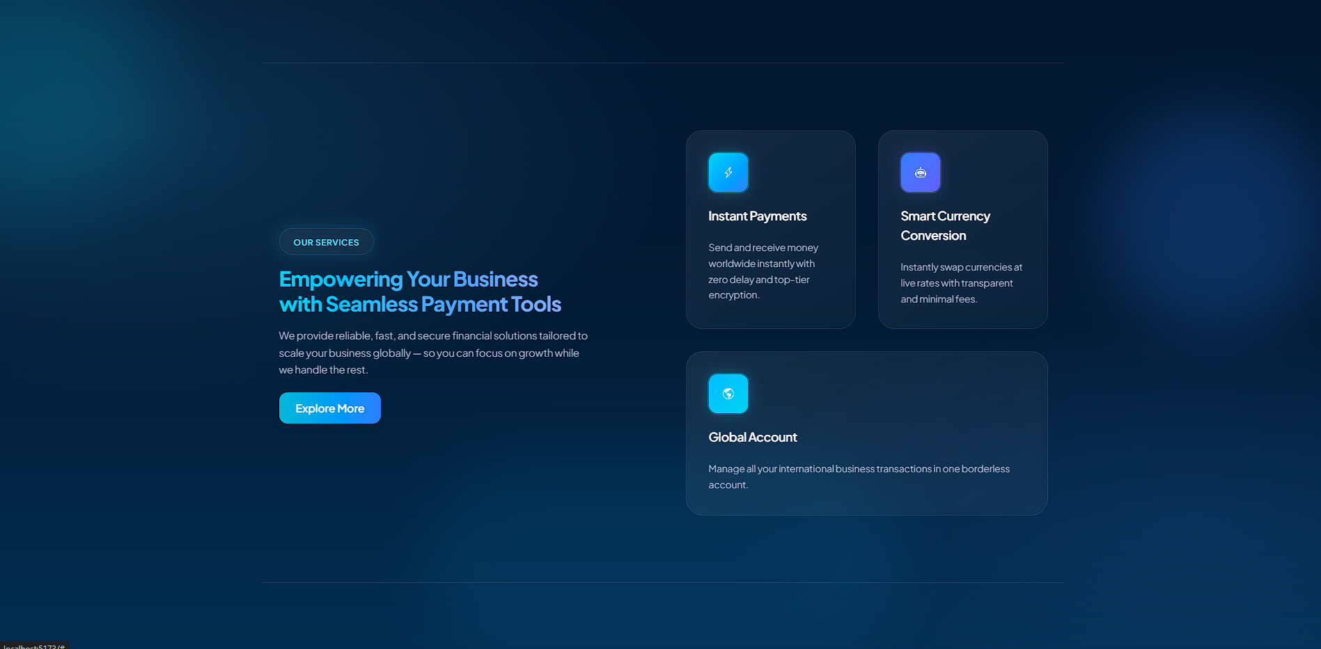 Futuristic React Landing Page Template - Screenshot 5 preview