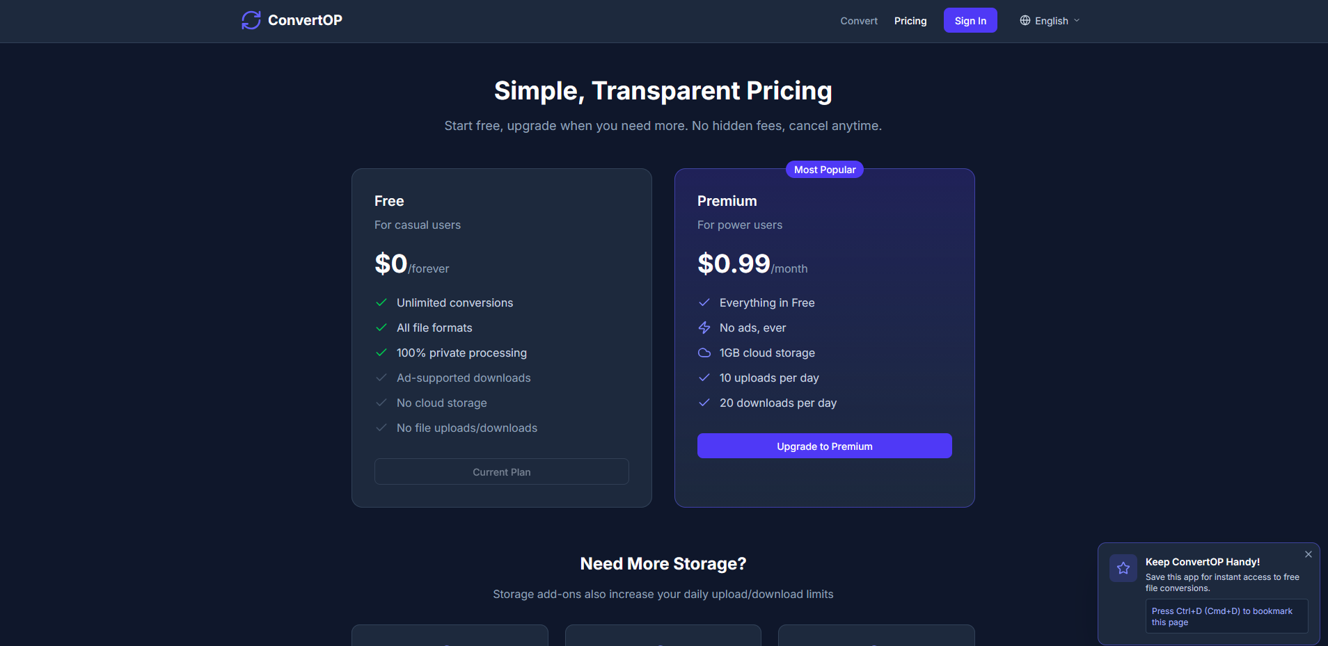 ConvertOP - Screenshot 2 showing product features and functionality