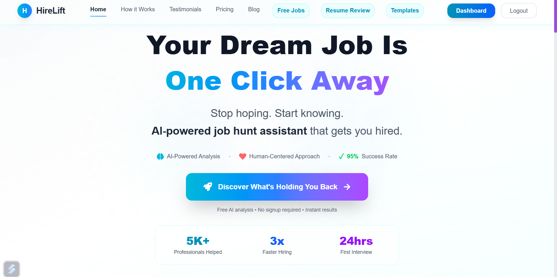 HireLift - Main screenshot showing features and interface