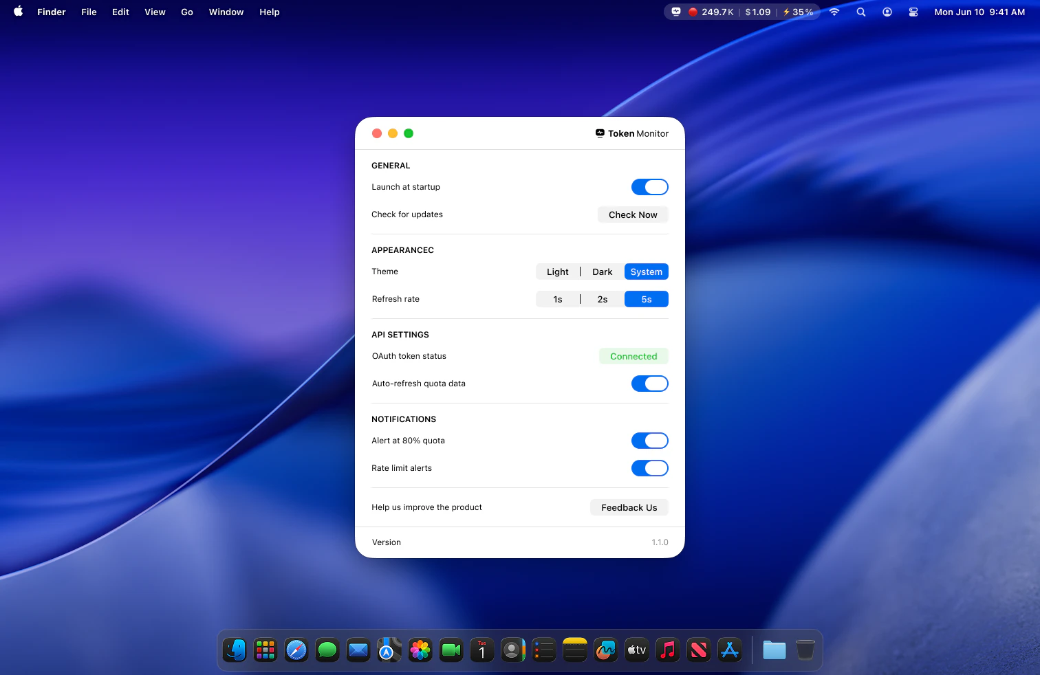 Token Monitor screenshot 2