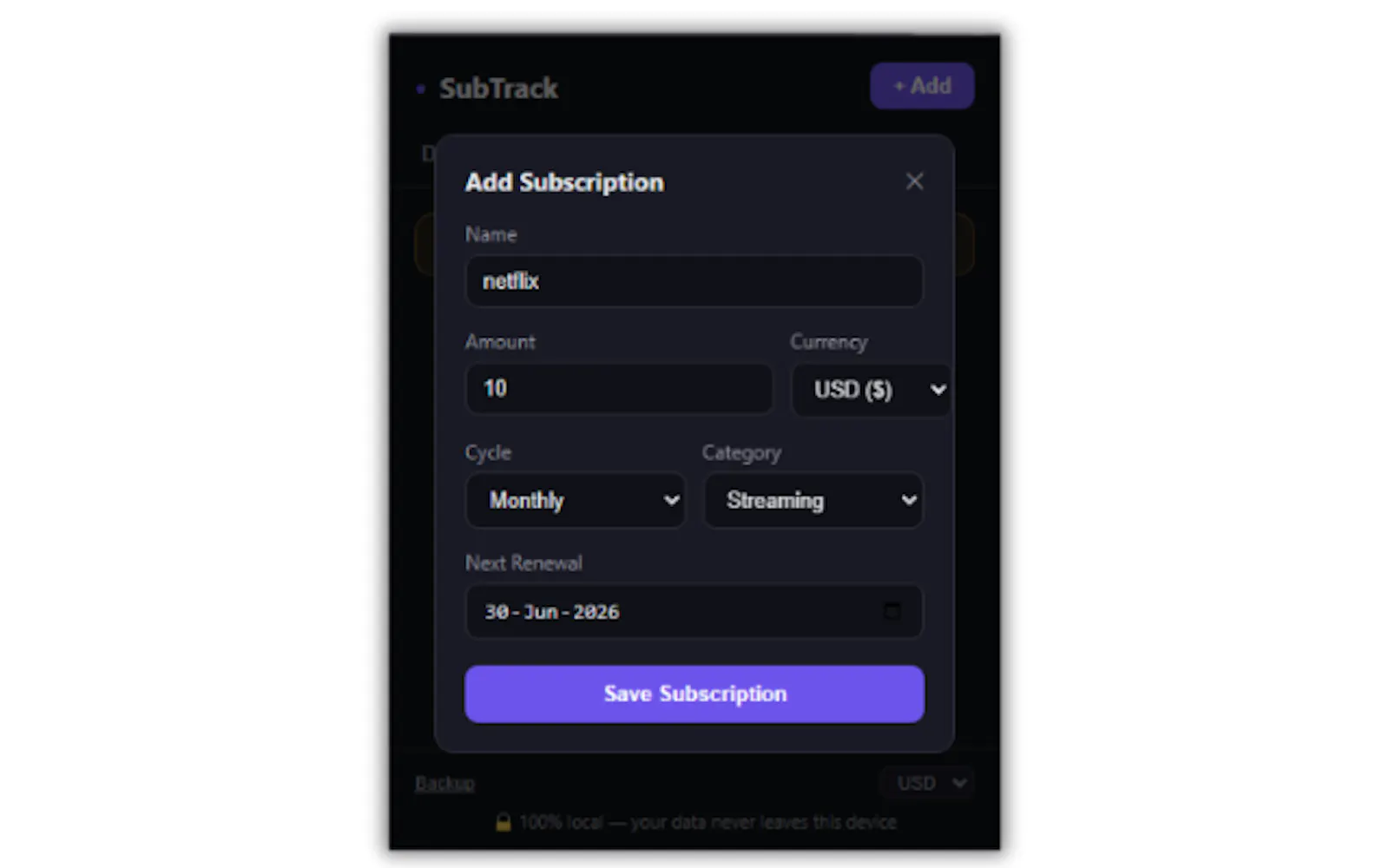SubTrack — Subscription Tracker screenshot 1