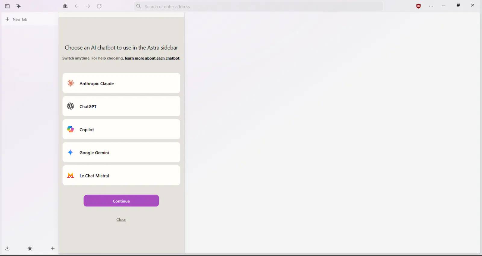 Astra Browser screenshot 1