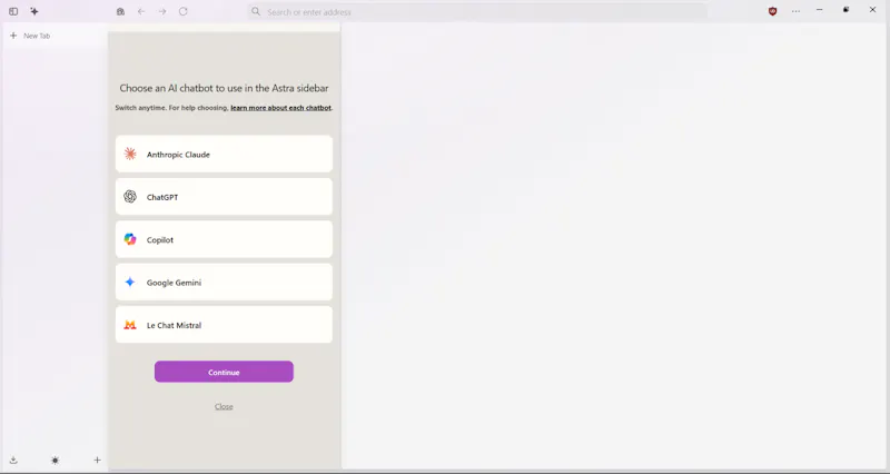 Astra Browser screenshot 1