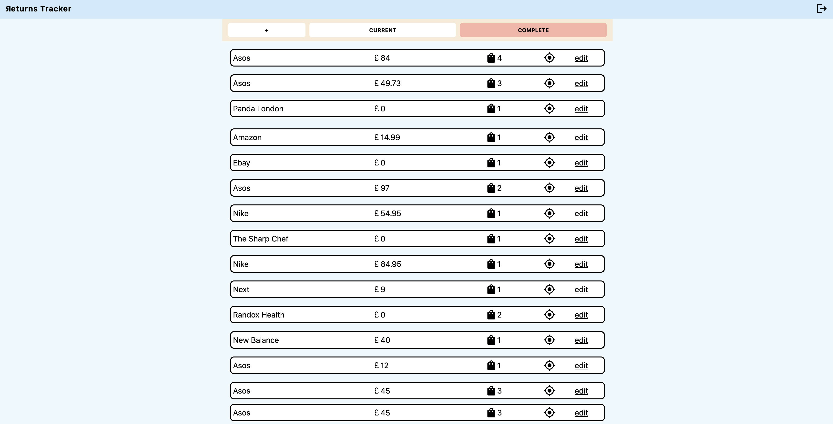 Returns Tracker