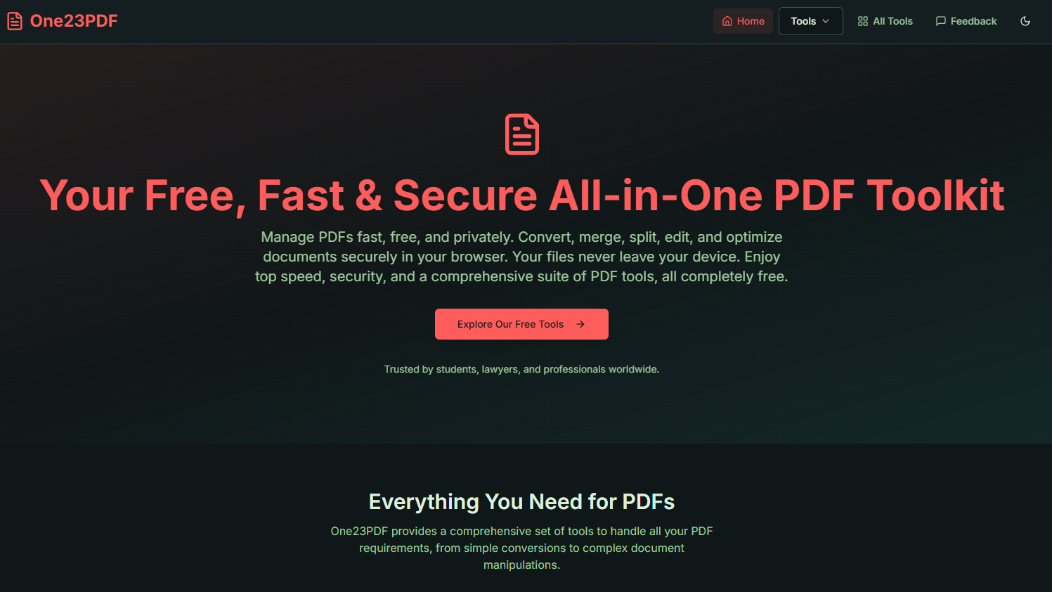 One23PDF - Your Free, Fast & Secure All-in-One PDF Toolkit media 2