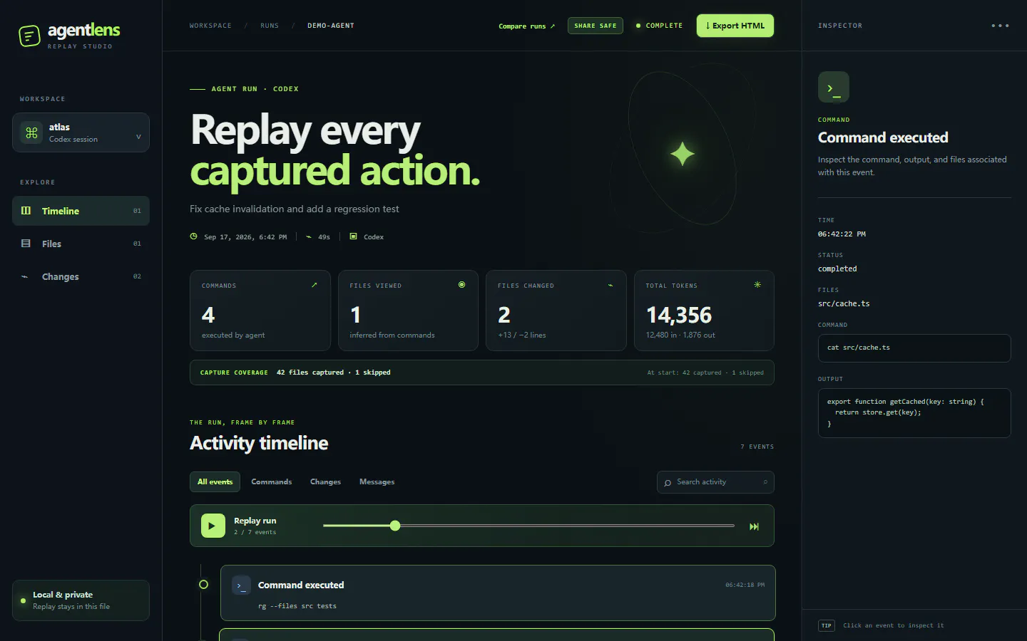 AgentLens Replay gallery image