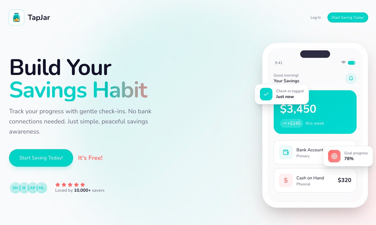 TapJar - Main product screenshot demonstrating key features and user interface