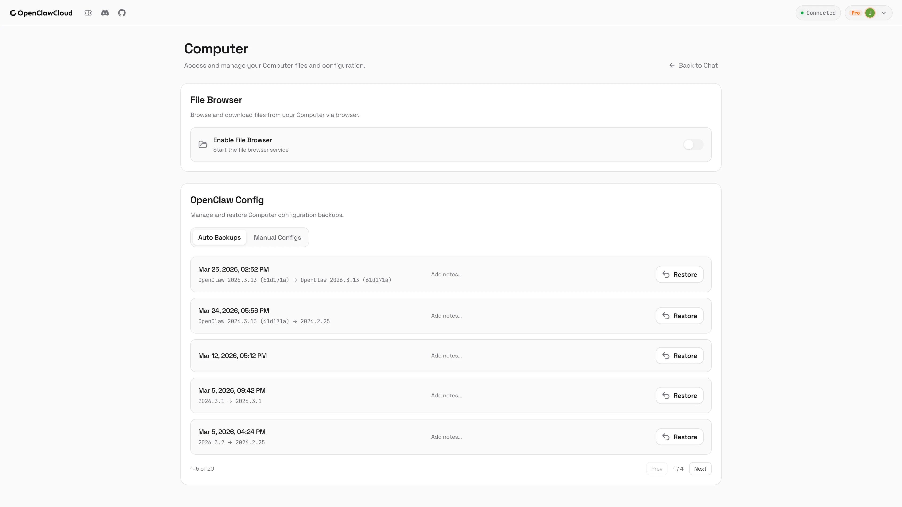 Dashboard użytkownika w OpenClawCloud