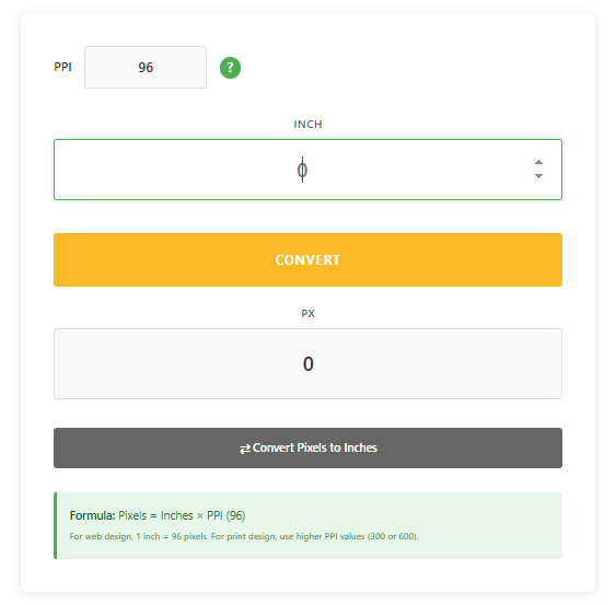 Inch to Pixel Converter gallery image