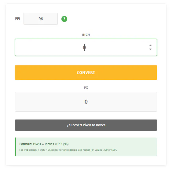 Inch to Pixel Converter 제품 배너