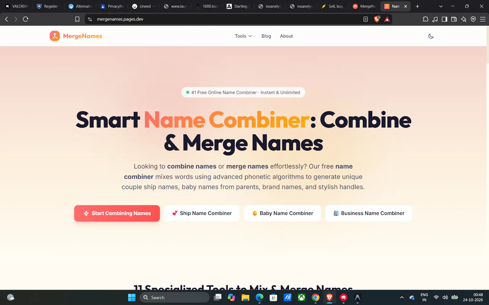 MergeNames screenshot 2