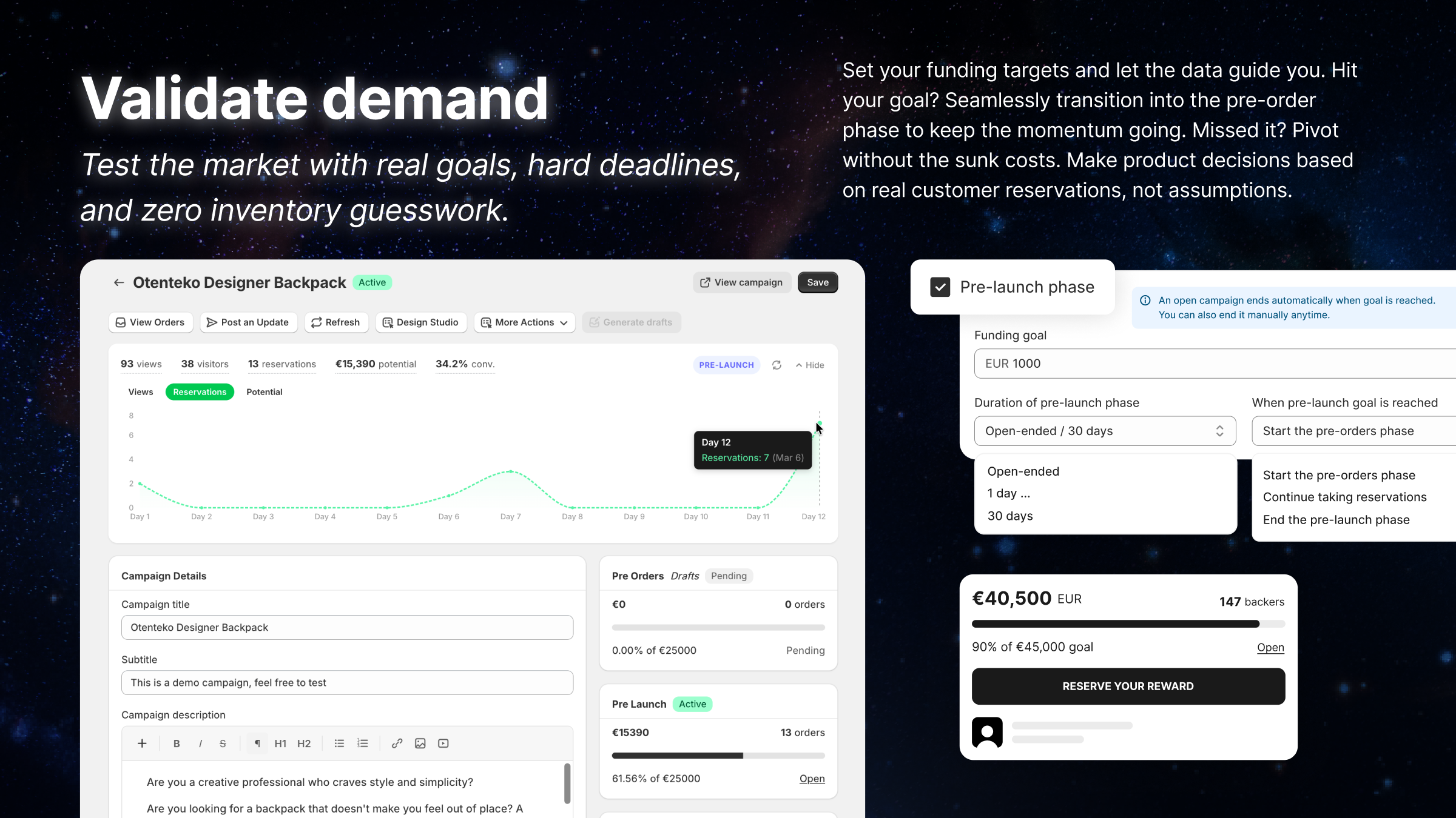 Fundlify Launch & Pre-order - Screenshot 2 showing product features and functionality