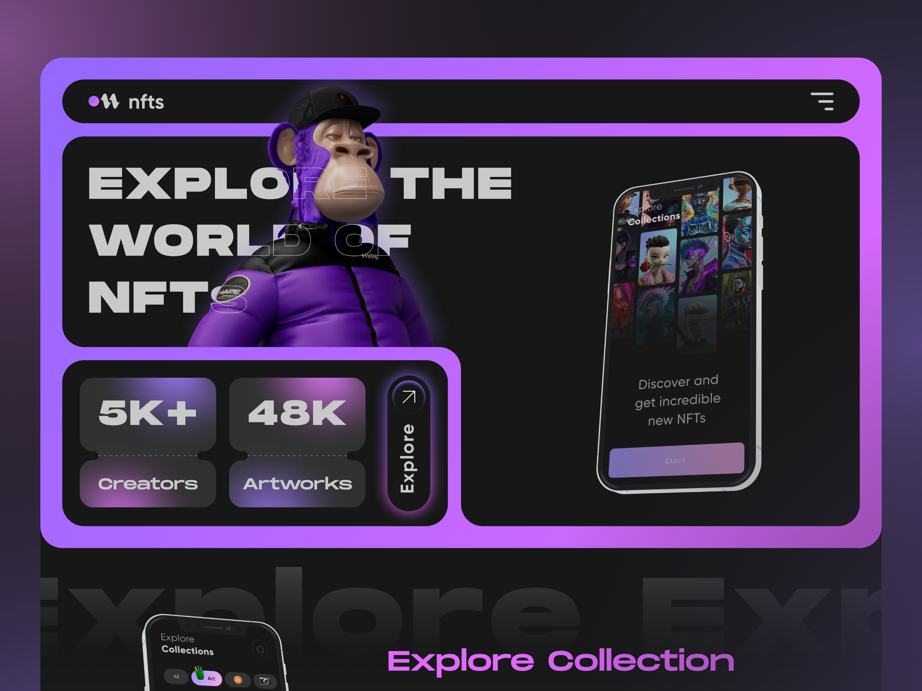 NFT App Landing Page Design