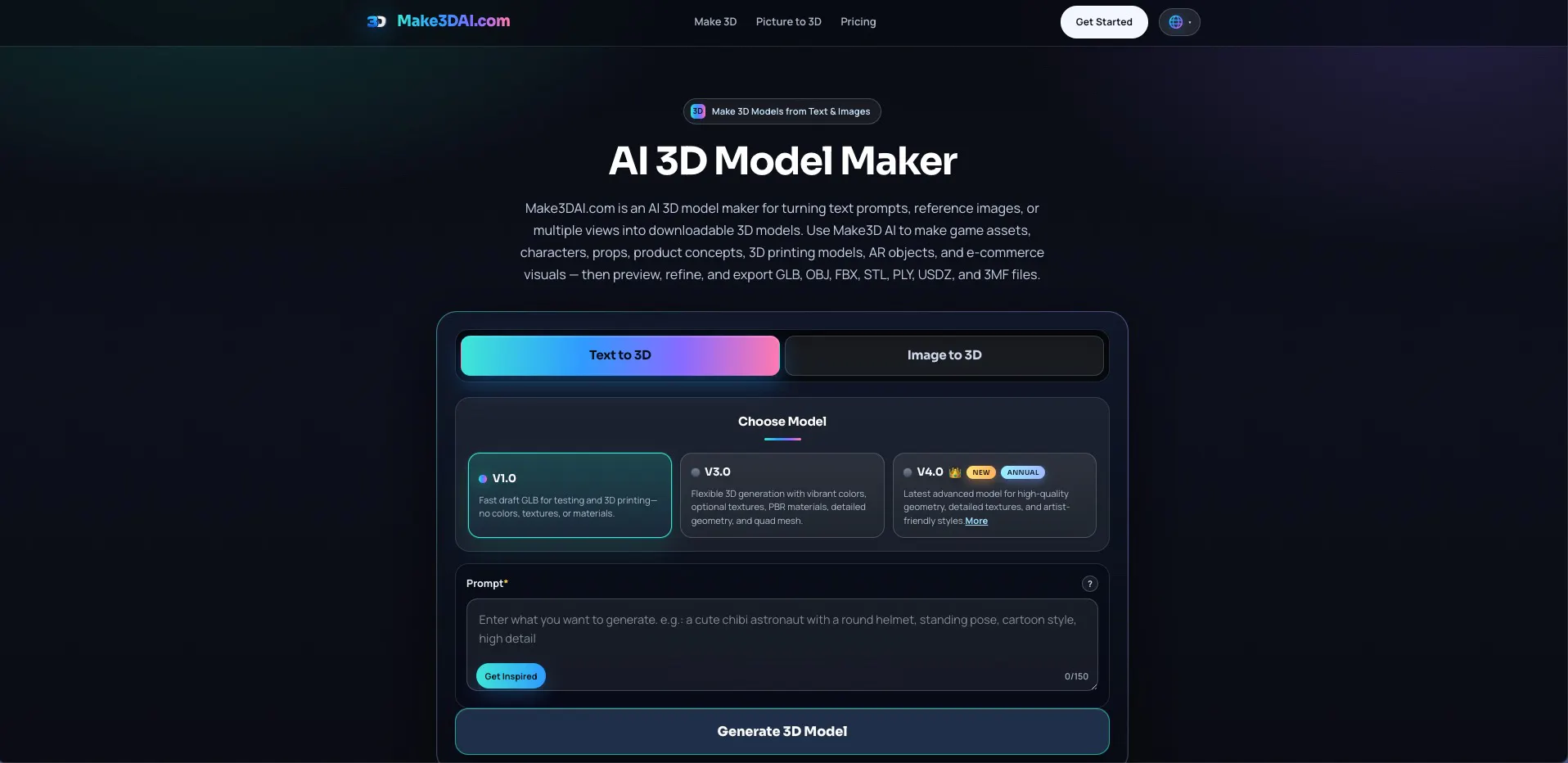 Make3DAI.com — Prompt to 3D in Seconds gallery image
