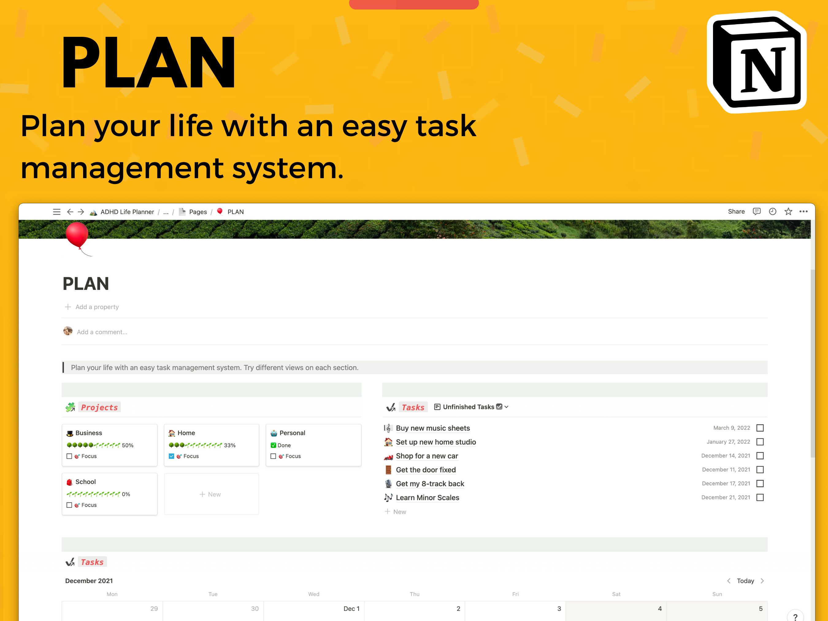 ADHD Life Planner | Notion Template gallery image