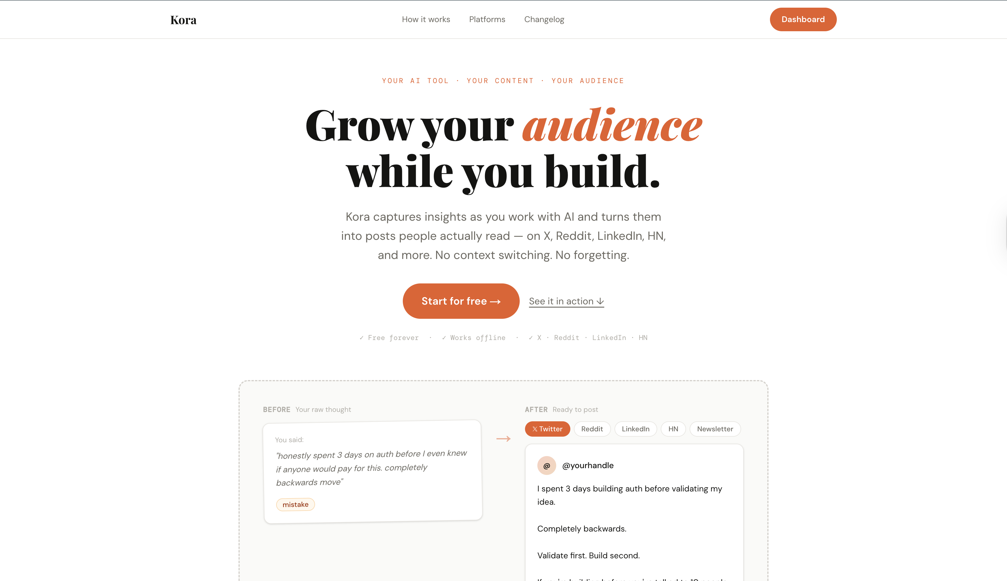 Kora - Main product screenshot demonstrating key features and user interface