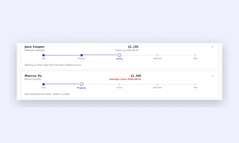 Freelance Client & Project Tracker screenshot 2