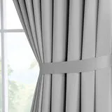 Light Grey Blackout Eyelet Curtains gallery image