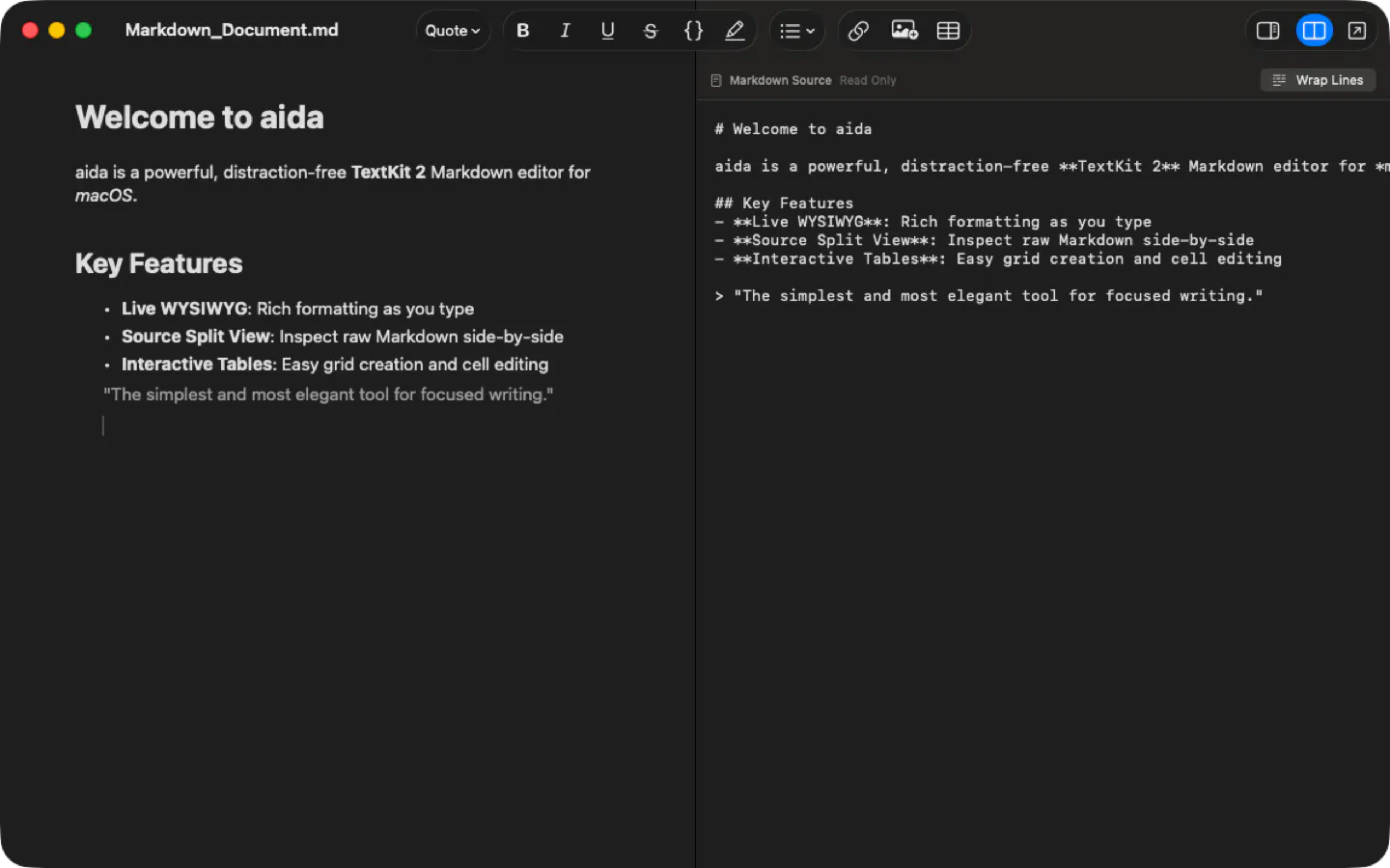 aida — Native Markdown Editor for macOS gallery image
