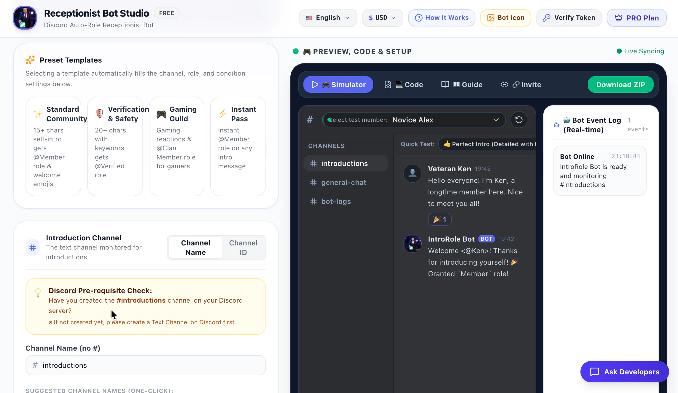 Discord Receptionist Bot Studio gallery image