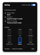 SimTag: Git Branch Overlay iOS Simulator gallery image