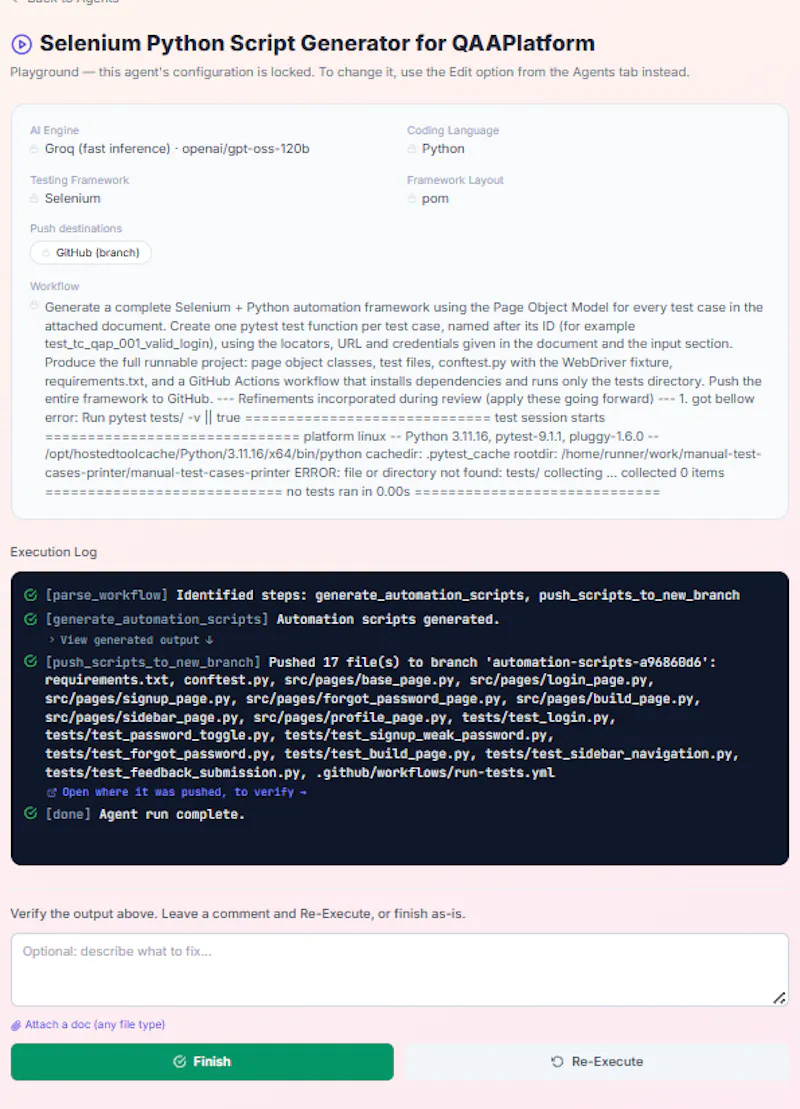 QA Agent Builder screenshot 5