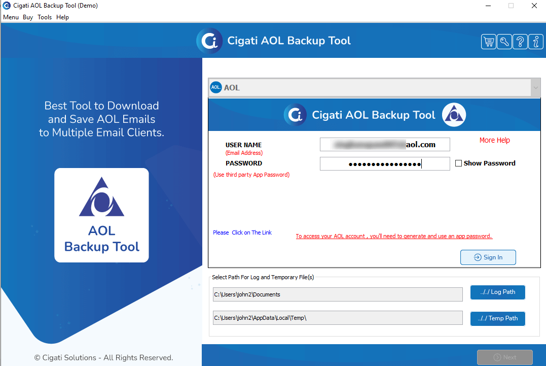Инструмент резервного копирования AOL Mail - Замечательная утилита для резервного копирования предметов почтового ящика AOL. медиа 2