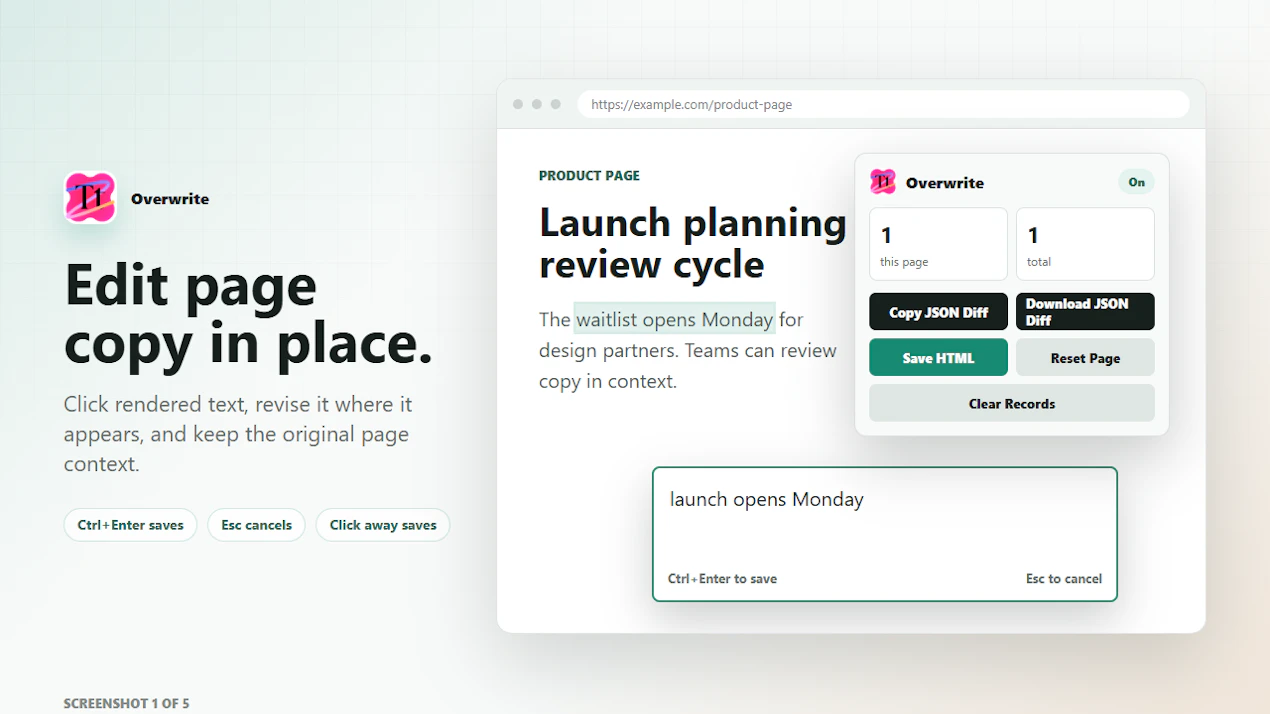 Overwrite product