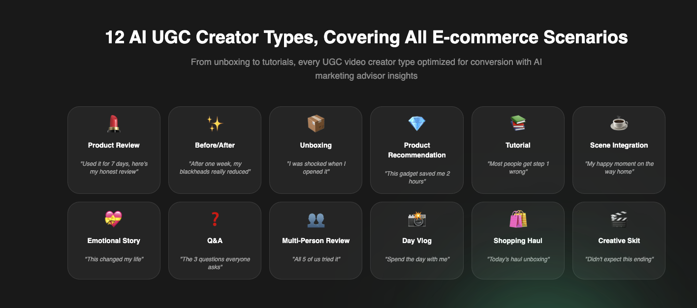 AI UGC Video Creator  - Main screenshot showing features and interface