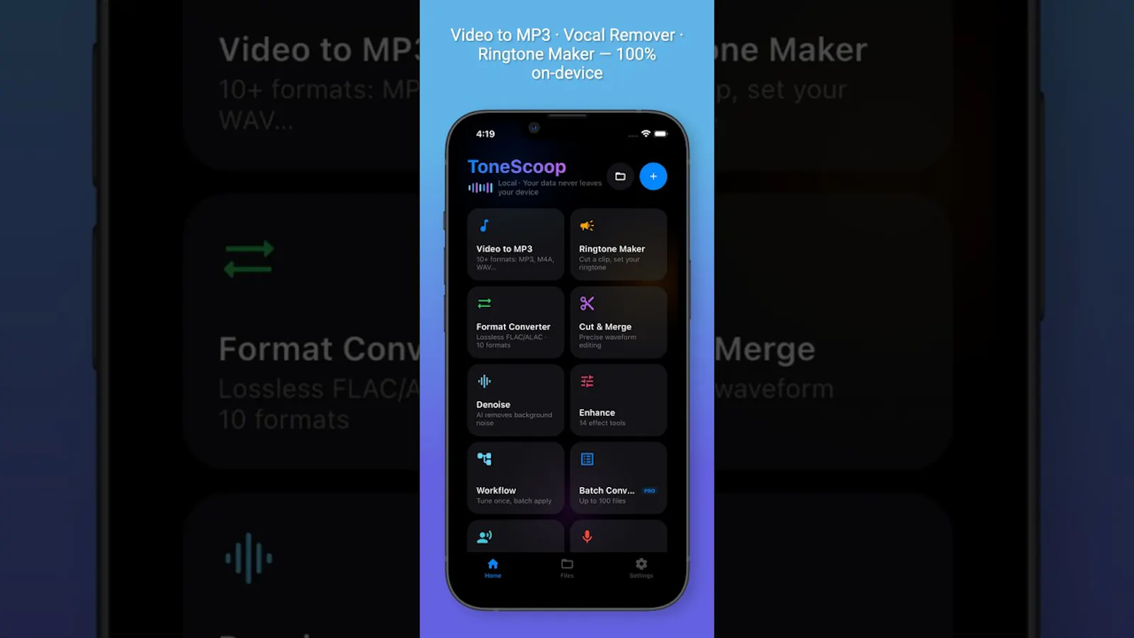 ToneScoop – On-device Video to MP3 screenshot 1 (video preview)