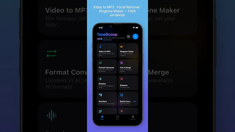 ToneScoop – On-device Video to MP3 screenshot 1 (video preview)