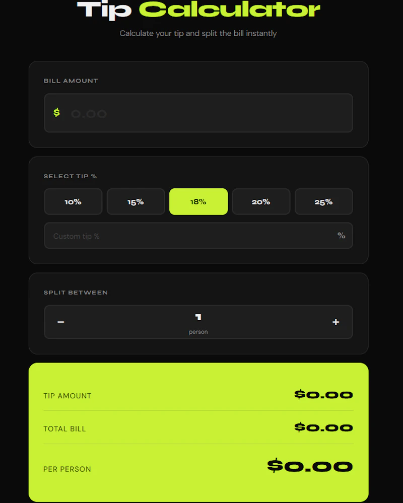 The fastest free tip calculator online	 screenshot 1