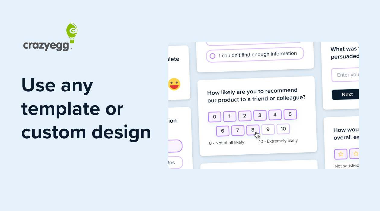 Sondaggi gratuiti illimitati da pazzo uovo - Ottieni un feedback degli utenti veloce, direttamente sul tuo sito Web.Nessun limite. media 6