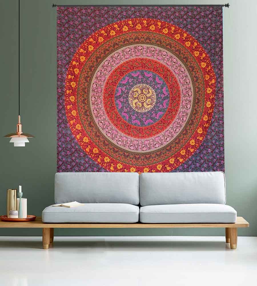 Tie Dye Asian Elephant Cotton Wall Tapestry