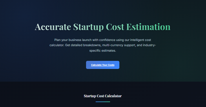 StartupCost - Screenshot 2 showing product features and functionality