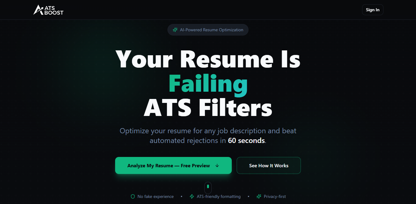 ATS Boost - Main product screenshot demonstrating key features and user interface