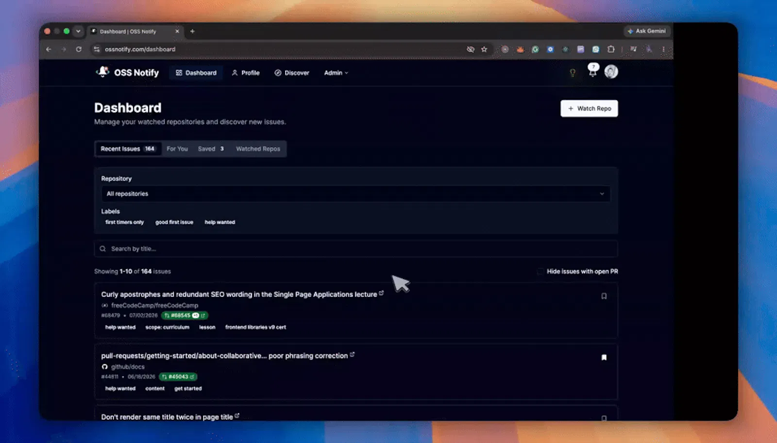 Oss Notify screenshot 1 (video preview)