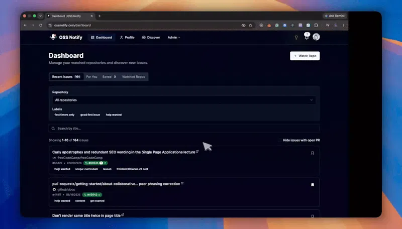 Oss Notify screenshot 1 (video preview)