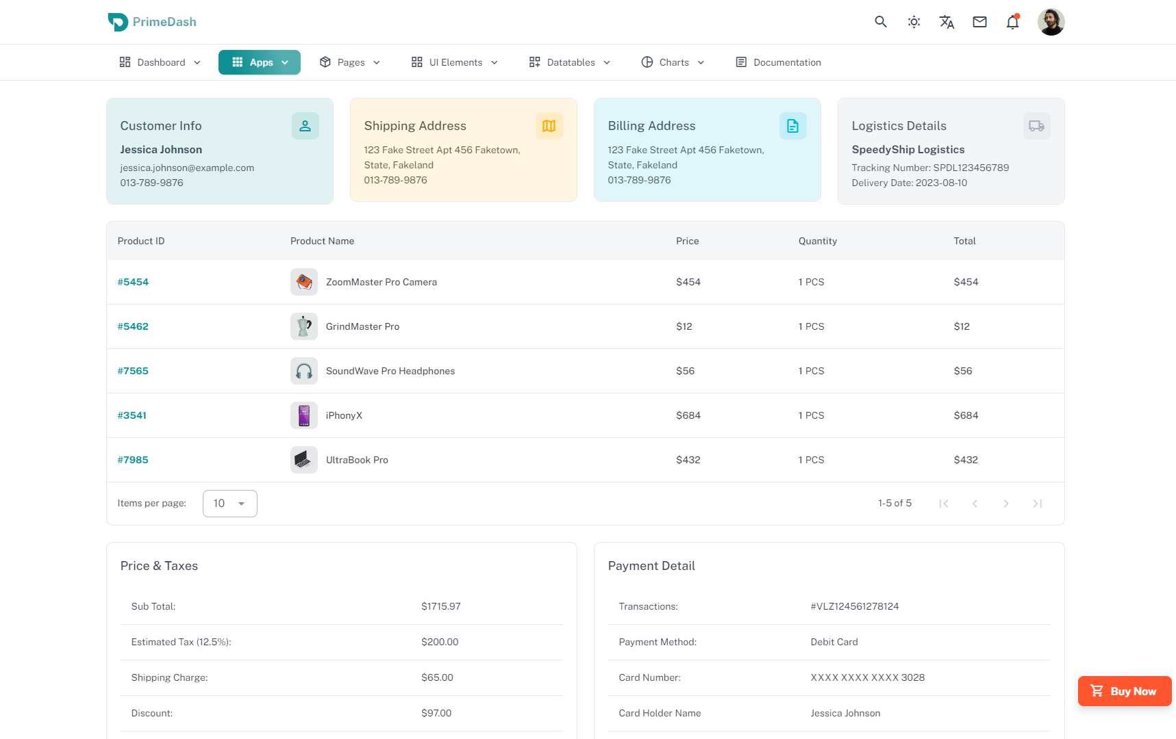 PrimeDash - Vuejs Laravel admin template media 3