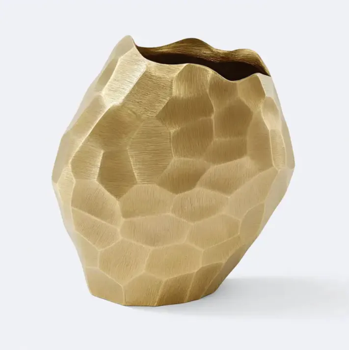 Faceted Gold Aluminum Vase
