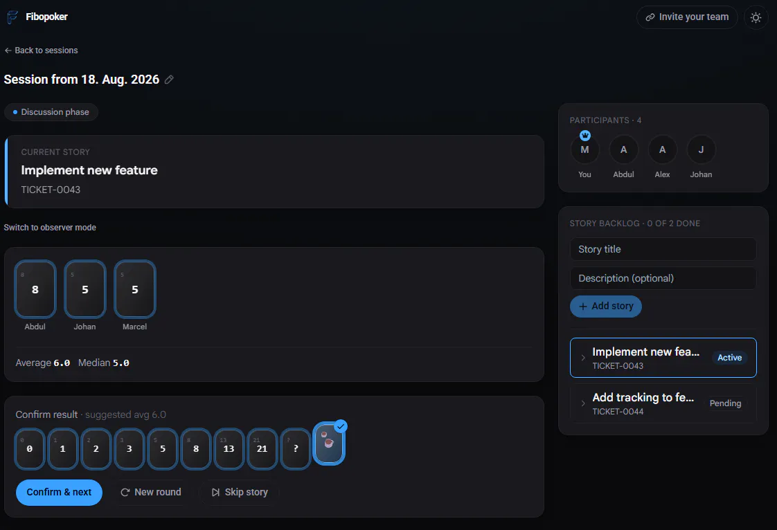 Fibopoker screenshot