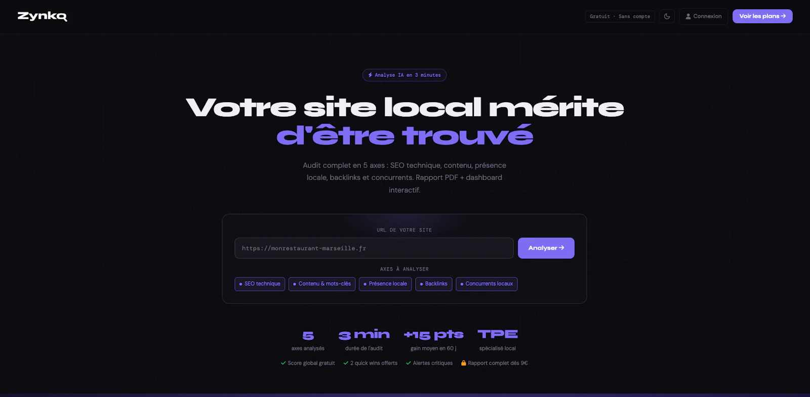 ZynkoSeo, Audit AI SEO gratuit screenshot 1