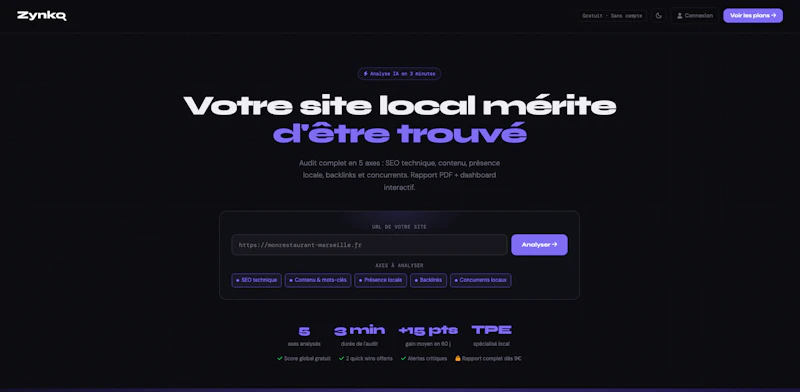 ZynkoSeo, Audit AI SEO gratuit screenshot 1