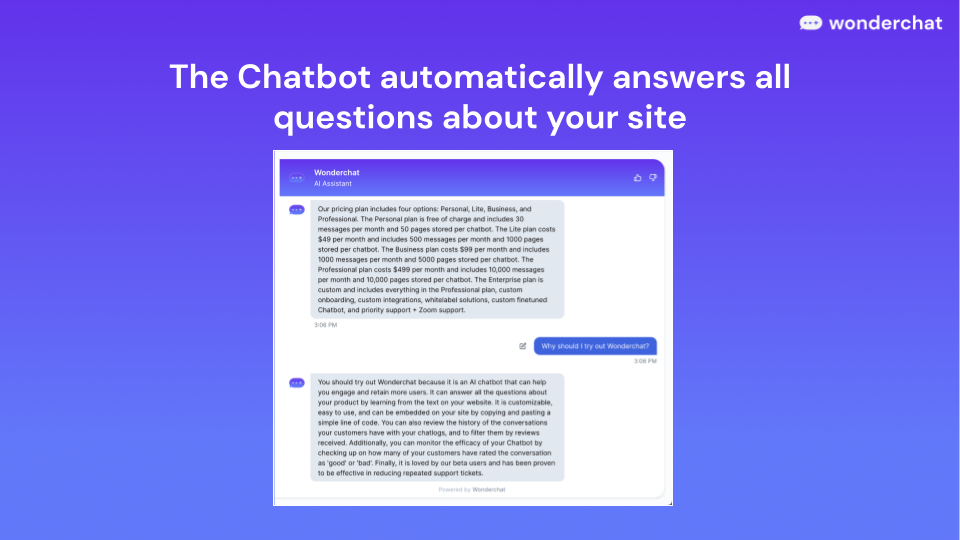 Média Se merveille - Créez des chatbots AI personnalisés à partir du lien de votre site Web en 5 minutes 4