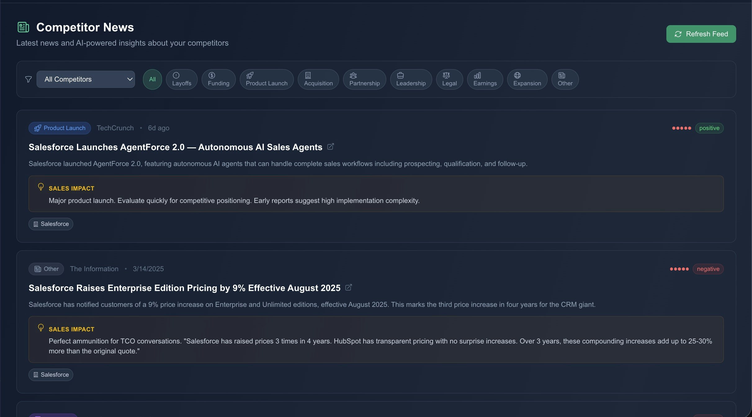 Rival Radar - Screenshot 4 showing product features and functionality