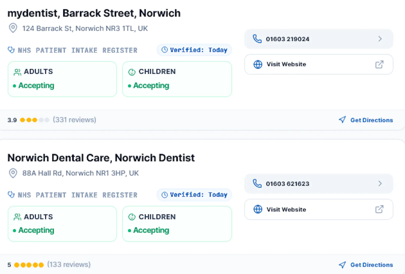 UK NHS Live Dentist Directory screenshot 2