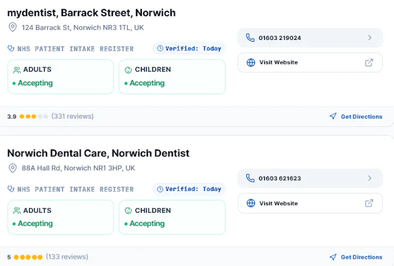 UK NHS Live Dentist Directory screenshot 2