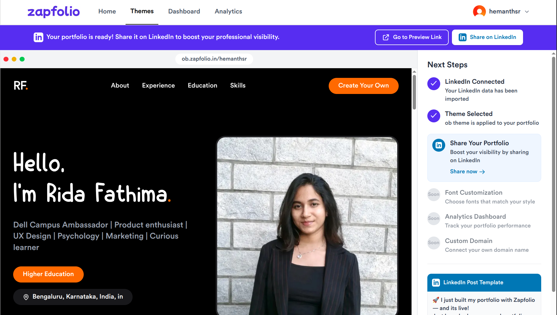 وسائط Zapfolio - الصق الخاص بك LinkedIn.احصل على موقع محفظة.هذا كل شيء. 4