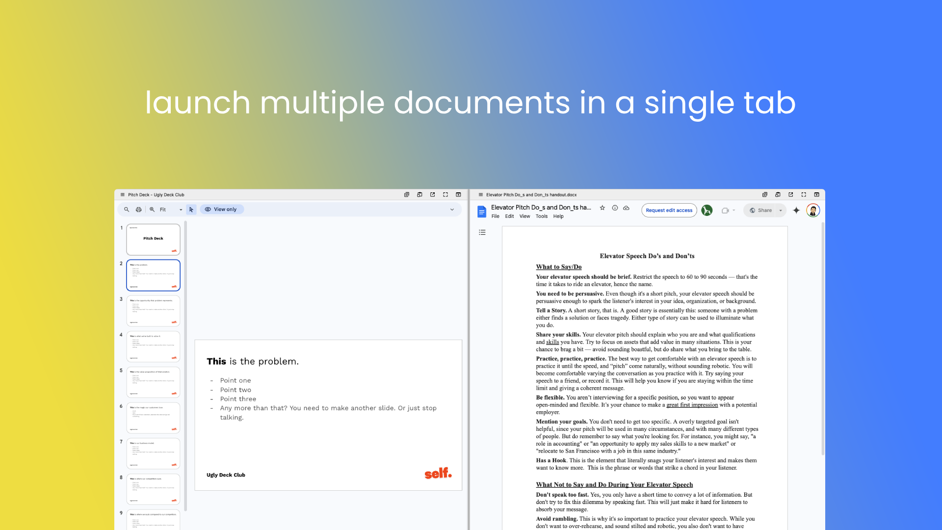 Google Docs SplitView - ドキュメント、シート、スライドを1つのタブで並べて開きますメディア5